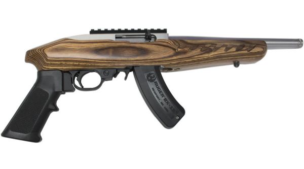 Stainless 22 Charger 22 LR Rimfire Pistol with Brown Laminate Stock