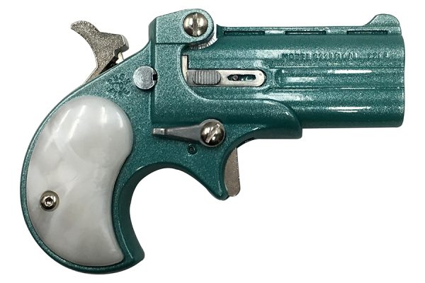 .22LR Derringer with Teal Jewel Tone Finish and Pearl Grips
