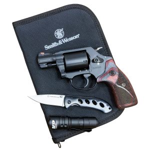 Model 360 357 Magnum Revolver EDC Kit with Charcoal/Ruby Wood Grips
