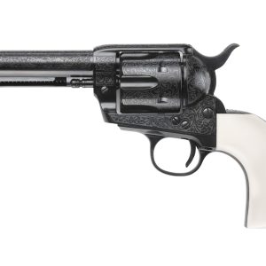 The Shootist 45 Colt Single-Action Revolver with Enhanced Engraved Ivory Grips