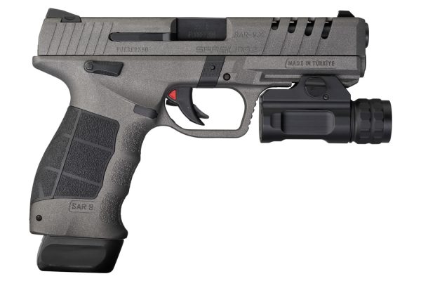 SAR9X 9mm Pistol with Cerakote Platinum Finish and Tactical Rail Light