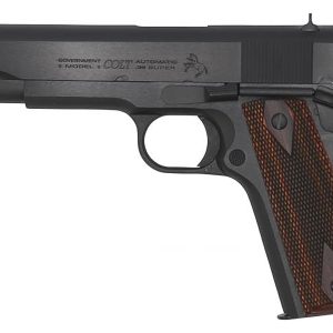 1911 Government 38 Super Semi-Auto Pistol with Blued Finish and Wood Grips