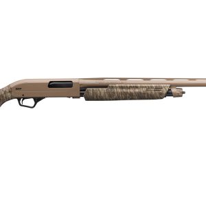 SXP Hybrid Hunter 12 Gauge Pump Shotgun with Mossy Oak Bottomland Camo Stock and FDE Permacote Barrel