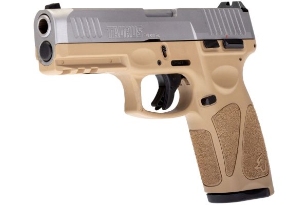 Matte Stainless / Tan 9mm Luger Full Size 15 Rds. Steel Sights - Image 2
