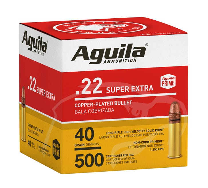 AGUILA SUPER EXTRA HIGH VELOCITY BRASS .22 LR 40-GRAIN 500-ROUNDS CPSP
