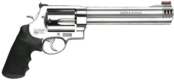 SMITH AND WESSON MODEL 500 STAINLESS .500 SW MAGNUM 8.375" BARREL 5-ROUNDS FIBER OPTIC SIGHTS