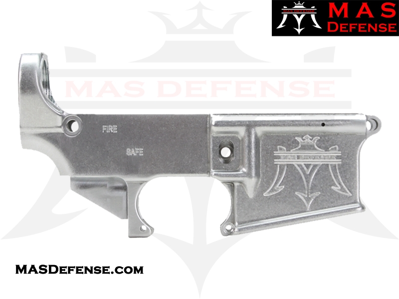 MAS Defense 80% Forged AR-15 Lower Receiver - Raw Finish with MAS Logo