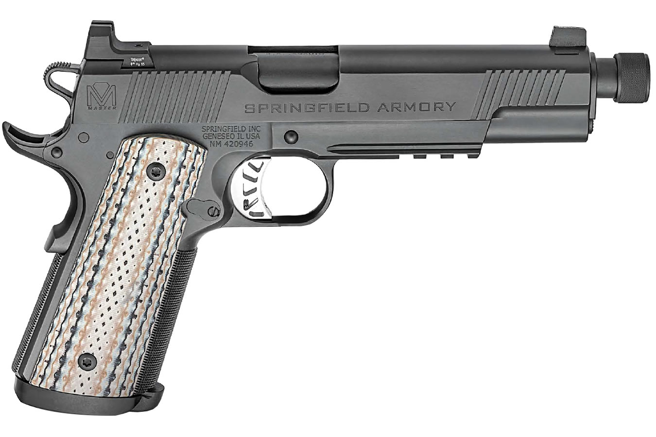 Springfield 1911 Master Class Silent Operator 45ACP Black Nitride with Threaded Barrel Springfield 1911 Master Class Silent Operator 45ACP Black Nitride with Threaded Barrel - Firearms - Texas Gun Store