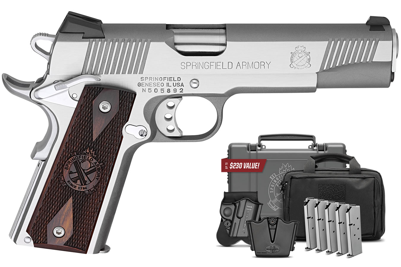 Springfield 1911 Loaded .45 ACP Stainless Steel with Instant Gear Up Package Springfield 1911 Loaded .45 ACP Stainless Steel with Instant Gear Up Package - Firearms - Texas Gun Store
